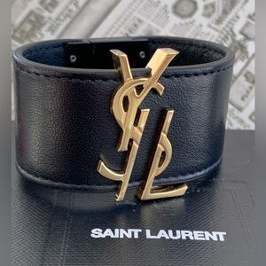 ♥️♥️♥️ Yves Saint Laurent authentic black leather bracelet
